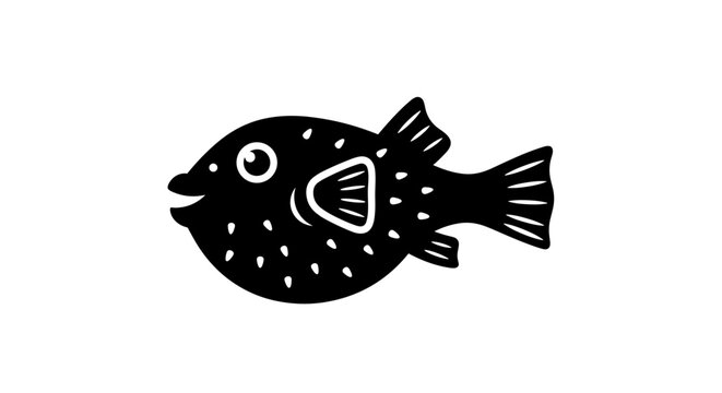 Black puffer fish side view.