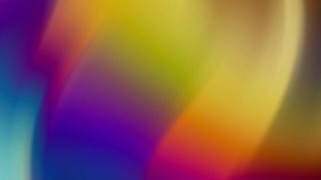 An artistic rainbow backdrop features a bright wave pattern of colorful light and motion, blending blue, pink, and yellow hues into a vibrant abstract texture for a modern abstract colorful background