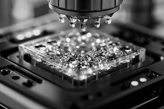 Automated patch clamp workstation dispensing liquid into a microplate