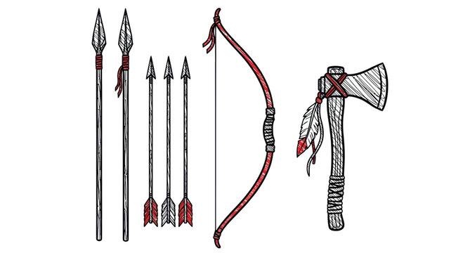 Native American Weapons: Bow, Arrows, Spears, and Tomahawk Axe