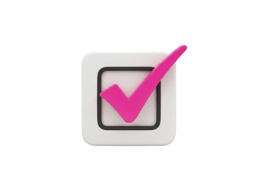 Pink checkmark icon symbolizing success or completion