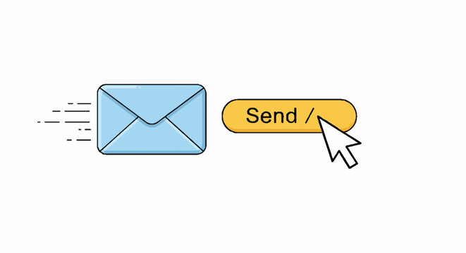 Business Email Sending Service Button Click Concept, Digital Communication