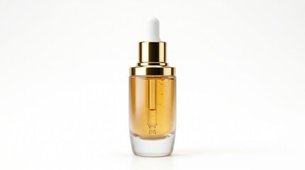 Naklejka premium Elegant luxury serum bottle with dropper isolated on white background, studio product photography