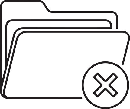 Closed folder icon with delete cross mark indicating removal or error
