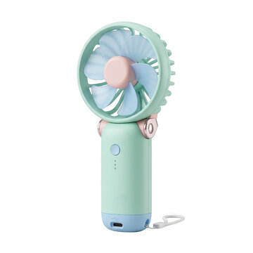 Portable handheld rechargeable electric fan isolated on transparent background