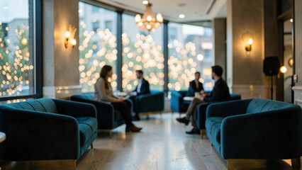 Obraz premium Professional business meeting in a modern luxury lounge setting
