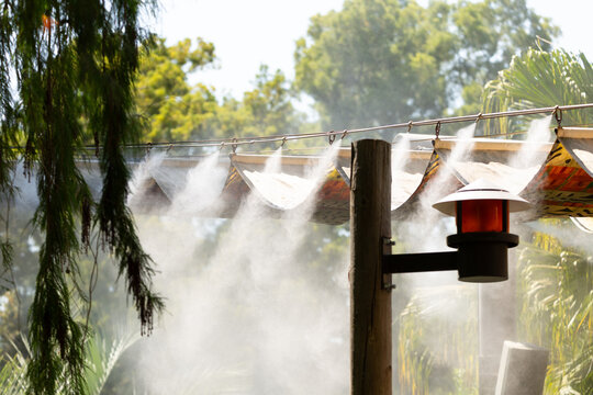 A view of a mist machine, seen at a local park.