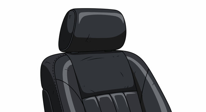 Modern black car seat with adjustable headrest and plush cushioning