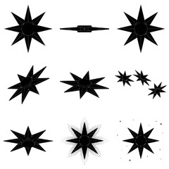 Obraz premium Ninja Shuriken and Compass Star Geometric Silhouettes