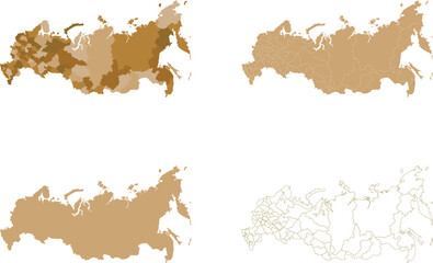 Obraz premium Russia Map Set in Abstract Geometric and Line Art Style