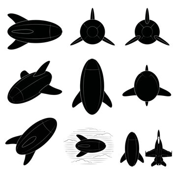 Zeppelin Blimps and Rocket Aircraft Silhouettes Collection