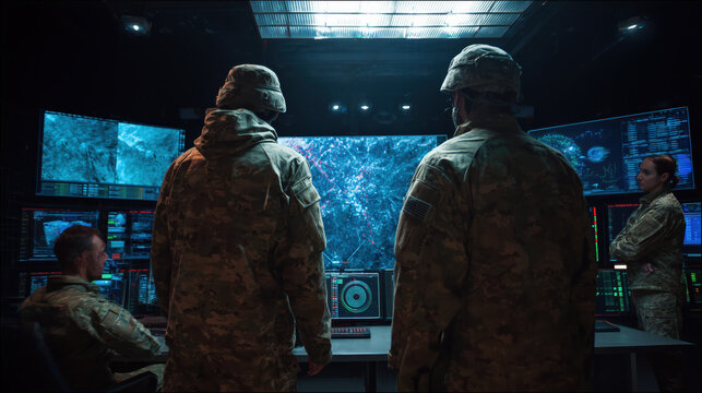 Military Command Center Monitors Operations and Coordinates Strategy