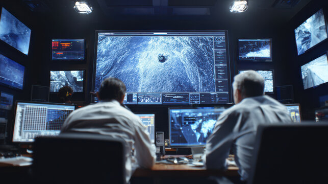 Military Command Center Monitors Aerial Surveillance in Real Time