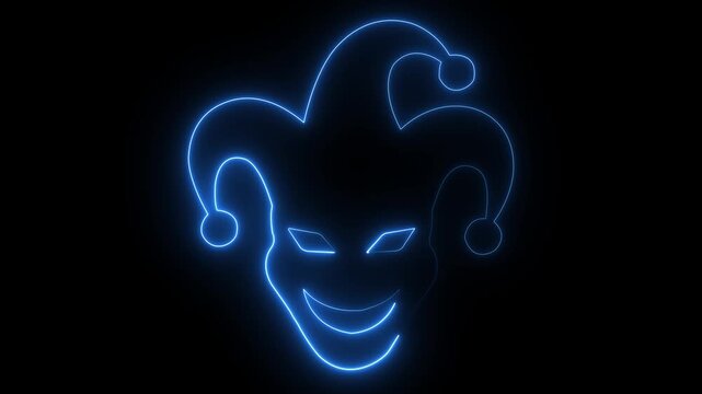 Jester face mischievous smile theatrical humor silhouette illustration design black background.black background. Motion graphics of conceptMotion graphics of concept 4k vido