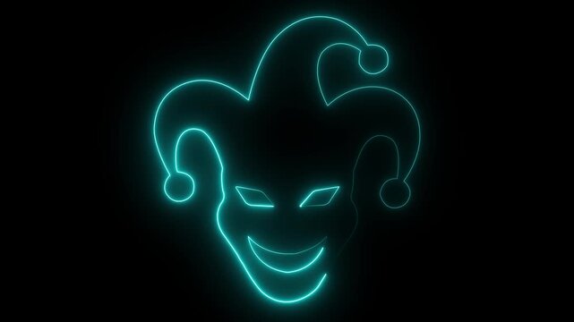 Jester face mischievous smile theatrical humor silhouette illustration design black background.black background. Motion graphics of conceptMotion graphics of concept 4k vido