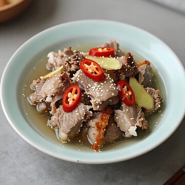 Traditional Bicol Express spicy Filipino pork stew with chili and ging