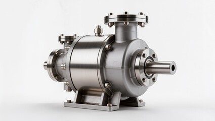 Fototapeta premium Stainless Steel Industrial Pump Isolated on White Background