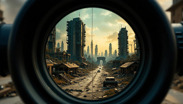 World war view in sniper scope 
