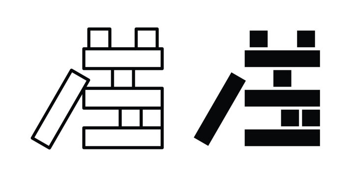 Wooden block icon elements pack. icons suitable for projects