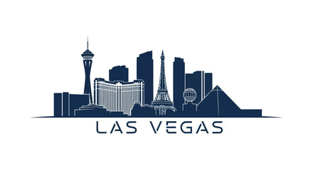 Las Vegas Skyline Silhouette, Iconic Nevada Cityscape, Entertainment Capital © nongko