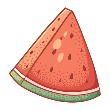 Hand-drawn summer fresh watermelon slice
