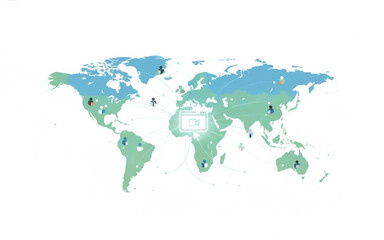 Fototapeta premium Global Digital Network Illustration Showing Worldwide Connectivity and International Business Data Exchange for Modern Communication and Technology Systems