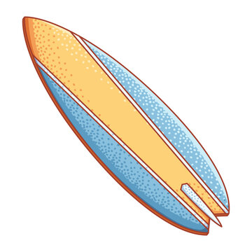 vintage-inspired surfboard illustration with a split color desig, ideal for summer and beach themed projects