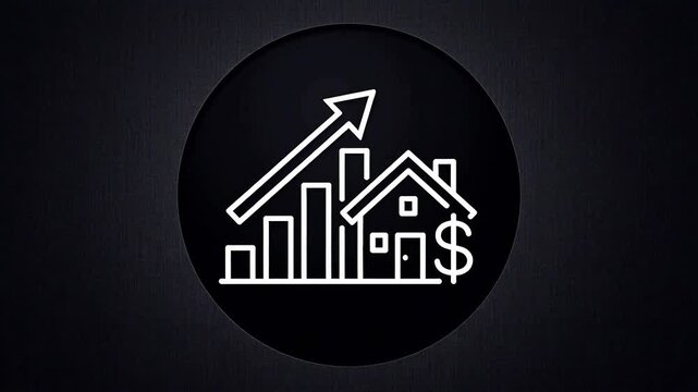 Real estate market growth icon highlighting corporate success and strategic planning