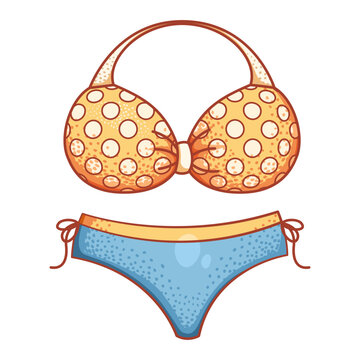 Illustration of women's bikini swimwear for summer beachwear.