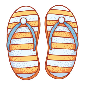 A pair of striped orange and white flip-flop sandals Illustration
