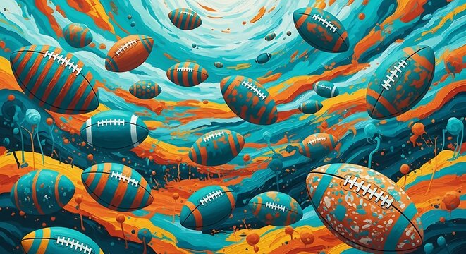 Abstract Artistic Football Background with Vibrant Colors and Dynamic Movement.