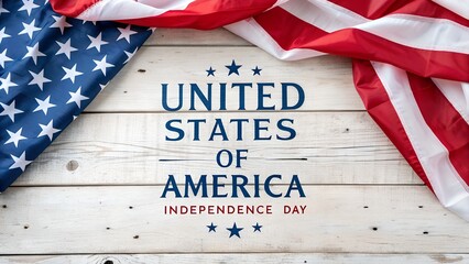 Fototapeta premium American flag on rustic white wooden background for independence day 4th of july