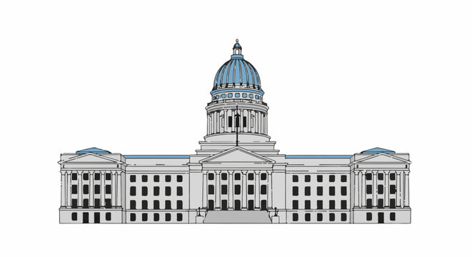 Ornate domed classical government building facade with multiple columns