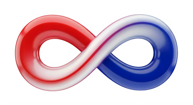 Red and blue infinity symbol for limitless concepts isolated PNG with Transparent Background