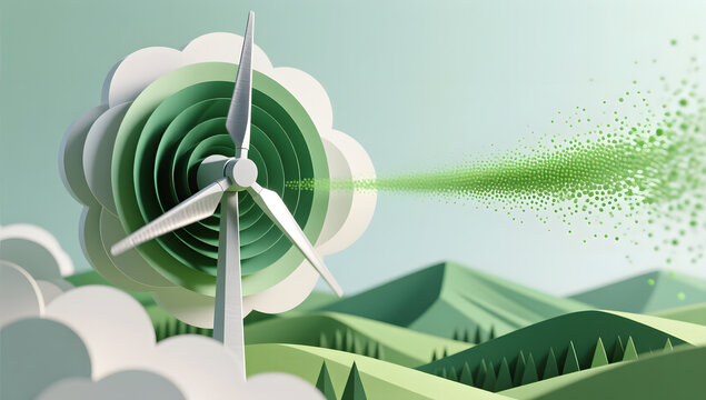 Environmental protection low carbon wind generator green energy illustration