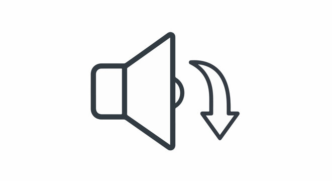 Simple line art icon depicting a speaker with an arrow