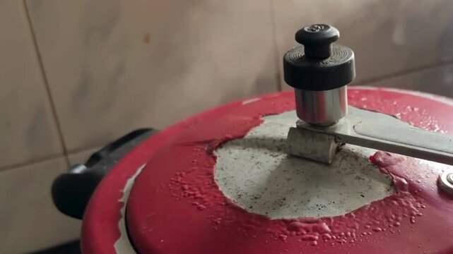 Closeup of pressure cooker