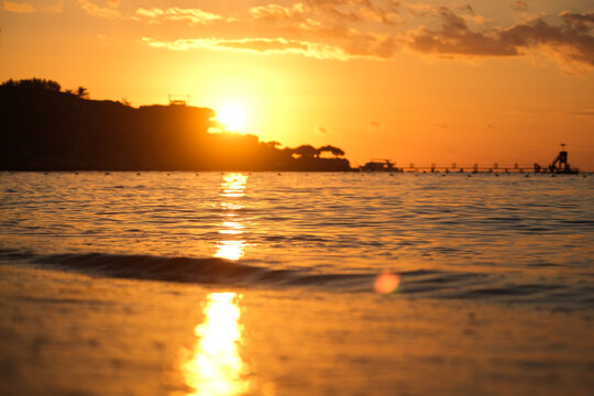waves on the beach in sunrise in sharm el sheikh , Egypt