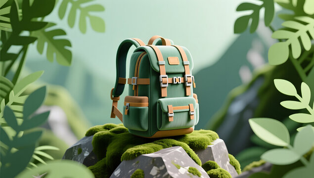 Holiday trip backpacker hiking exploring nature illustration