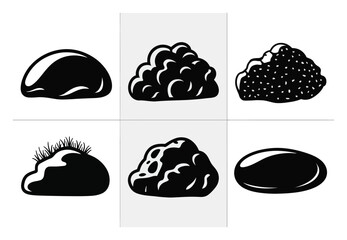 Six Stylized Black and White of Various Rocks and Stones © ThephotoLab