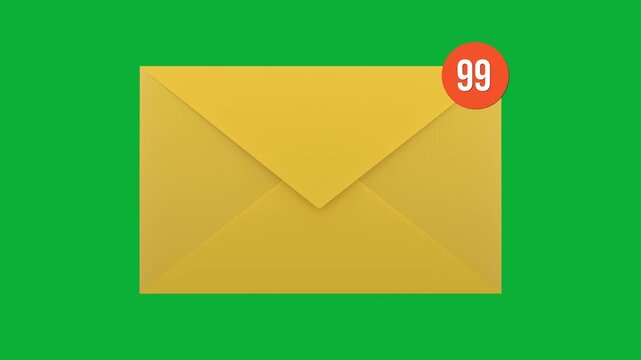 Animated Email Notification Envelope Receiving New Mail on Green Screen Background 4K