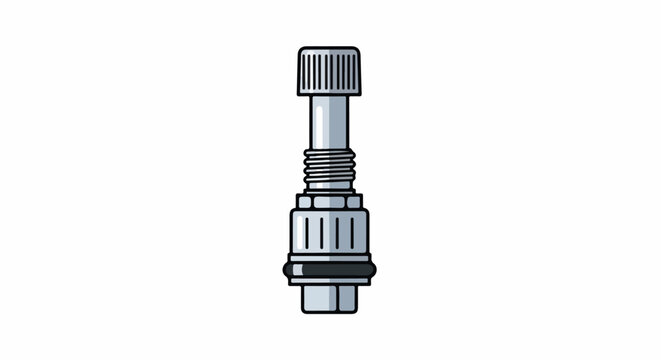 Silver valve stem with ribbed top and threaded middle section