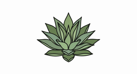 Fototapeta premium Stylized green succulent plant with layered leaves on white background