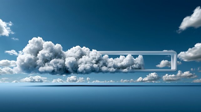 Wolken formen Ladebalken am blauen Himmel als digitales Symbolbild