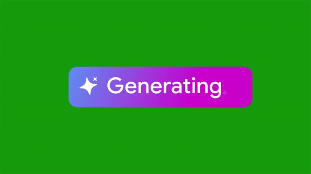 Generating button animation, AI processing button UI, loading interface animation, futuristic generate button, gradient UI button motion, tech button overlay, green screen app interface