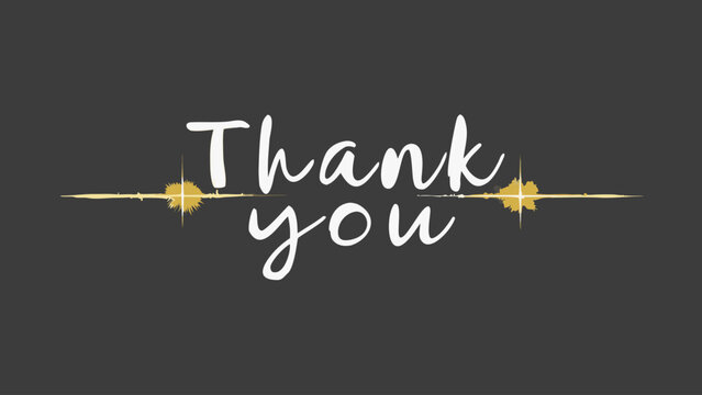 Golden thank you message on dark background with layered paper cut style