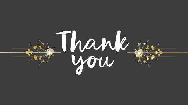Elegant thank you message with symmetrical floral design on dark background