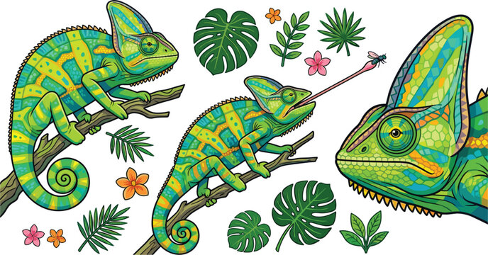 vector illustration of a set of colorful butterflies