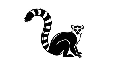 Ring-tailed Lemur Silhouette Icon, Vector Illustration © udin