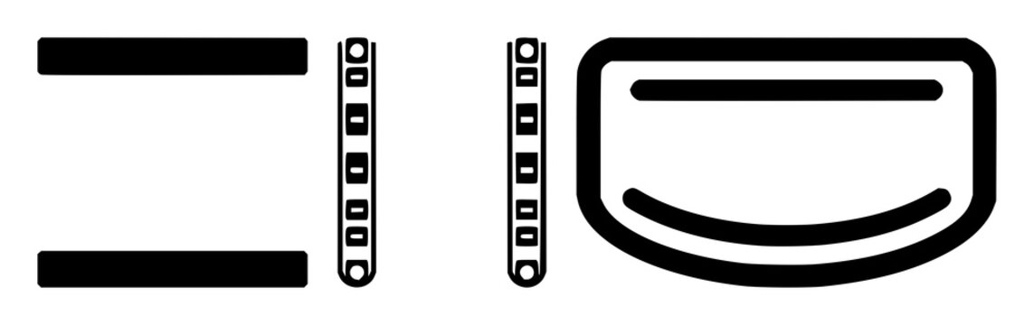 Automated coding script brackets set with solid black icons on white background featuring programming symbols, bracket symbols, code illustration with minimalist design and vector